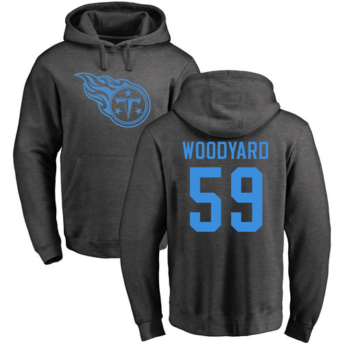 Tennessee Titans Men Ash Wesley Woodyard One Color NFL Football #59 Pullover Hoodie Sweatshirts